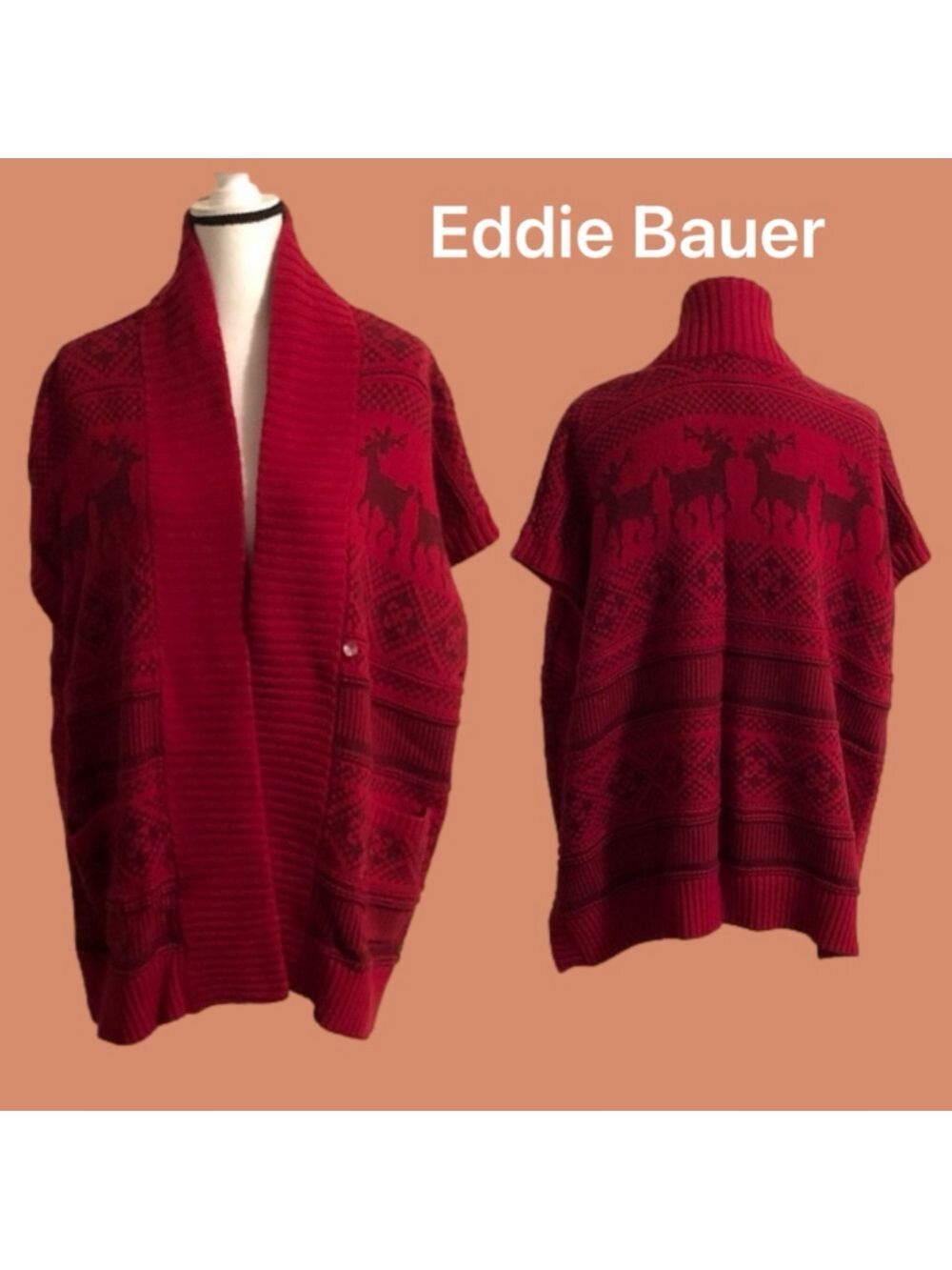 Classic Eddie Bauer Red Poncho/Vest (XS/S) NWTs Great Gift!